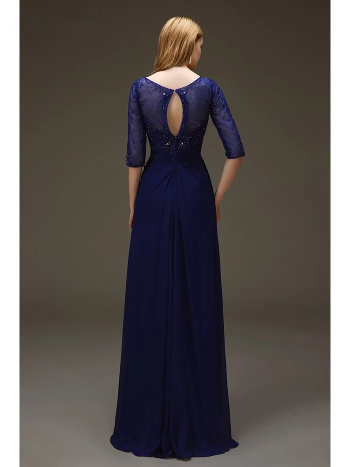 Королевский синий для матери невесты Платья А-силуэта с v-образным вырезом