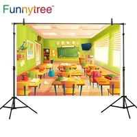 funnytree back to school cartoon student backdrop photo studio classroom desk photography background photobooth photocall