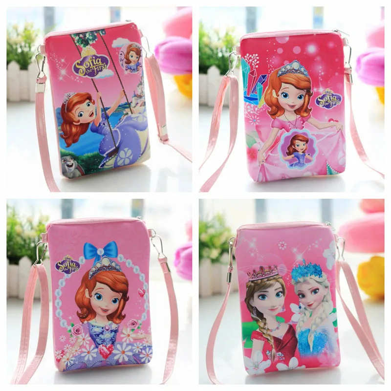 Disney Pu мультфильм рюкзак милый Эльза Анна девочка сумка для еды двойная сумка через плечо на молнии мобильный телефон сумка замороженная