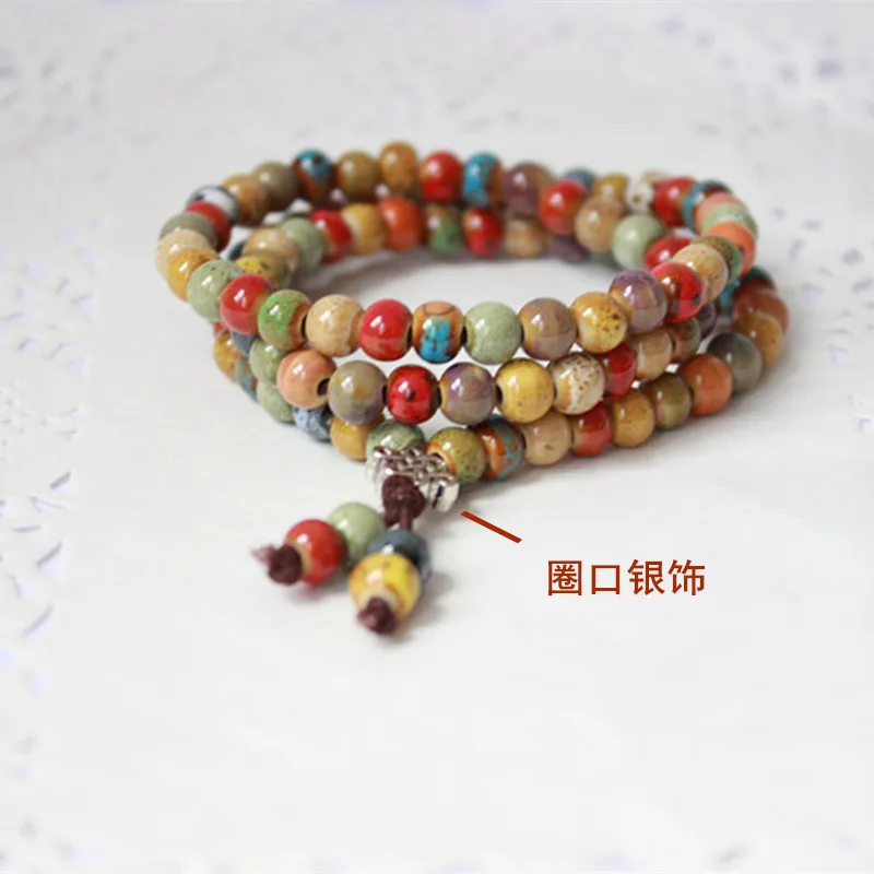 Женский керамический браслет с бусинами 6 мм в богемном стиле|bracelets for|strand braceletschakra