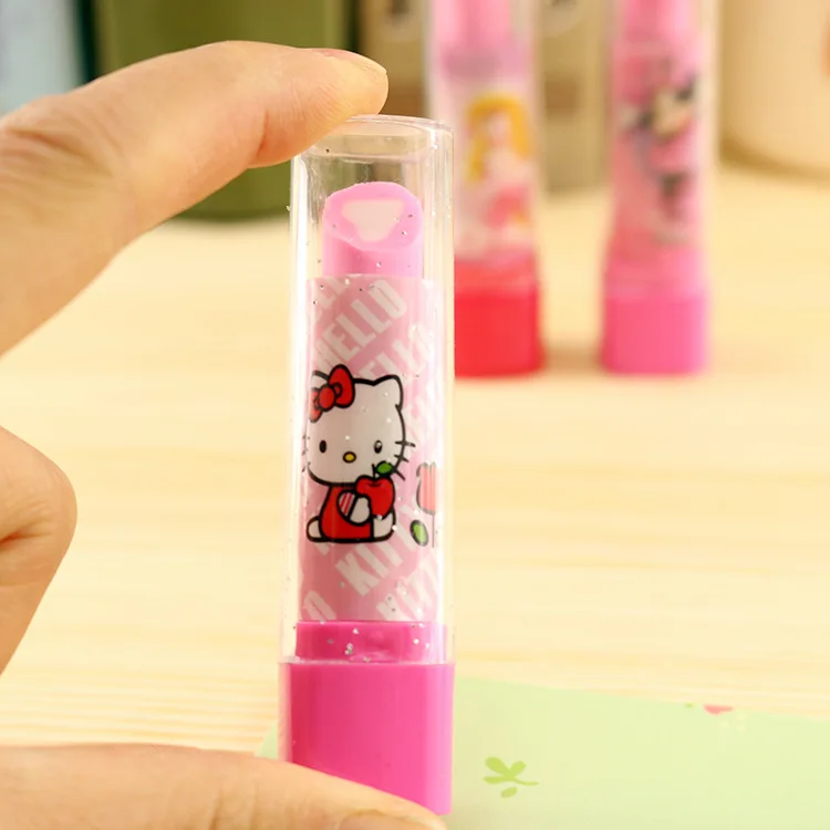 1 шт. принцессы с рисунком Kitty фруктов Lip stick Форма Новинка Ластики резиновая