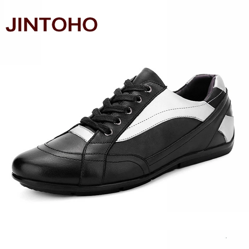 Мужская обувь JINTOHO большие размеры из натуральной кожи с блестками на плоской
