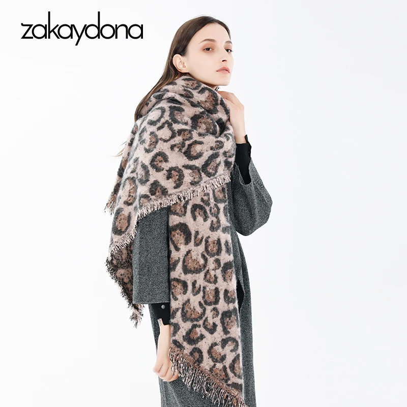 Zakaydona 2018 зимний шарф женский леопардовый длинный платок Мягкий теплый