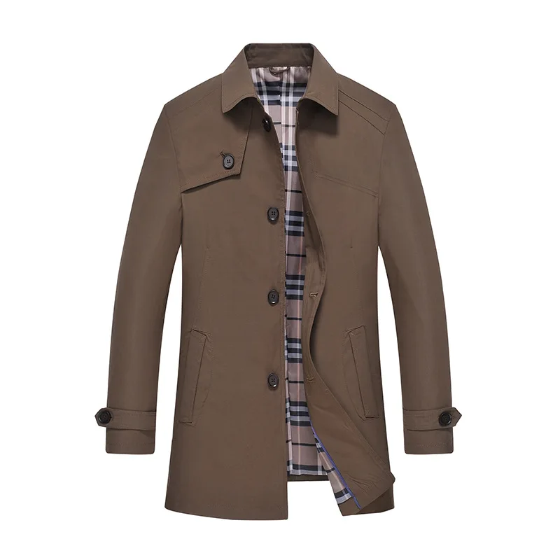 2019 весенний осенний Тренч мужской 100% хлопковый мужская верхняя одежда осеннее