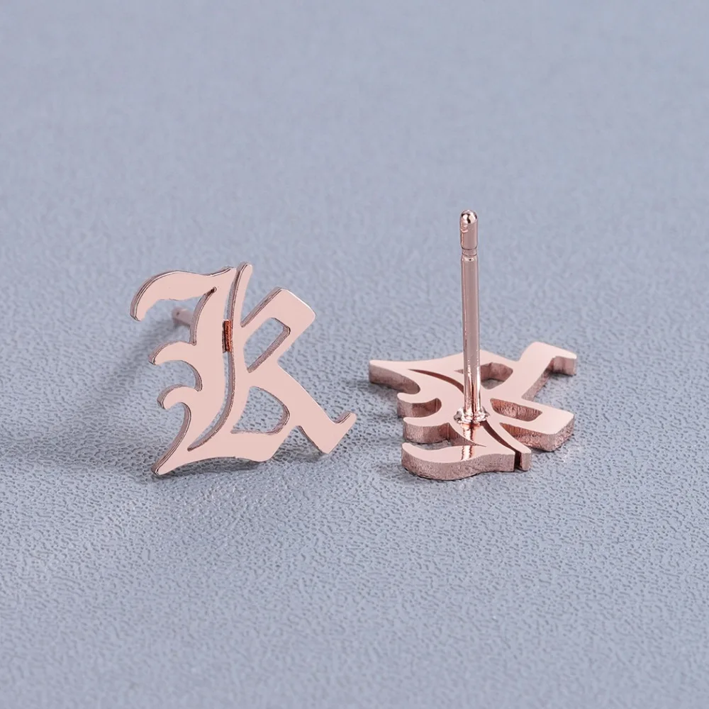 Женские серьги-гвоздики из нержавеющей стали с буквами