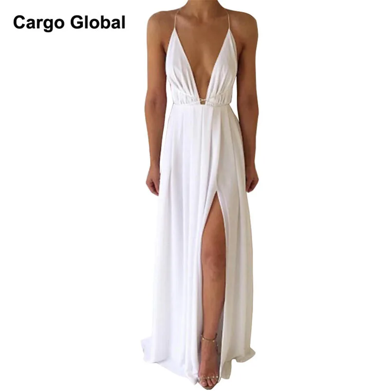 Женское длинное шифоновое платье с лямкой на шее открытой спиной|beach dress|chiffon