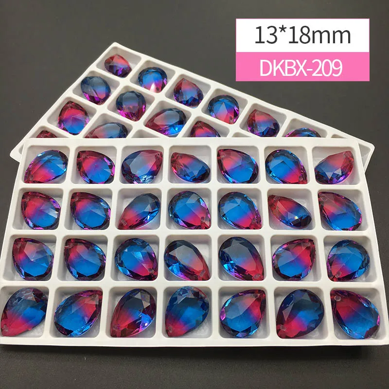 DKBX-209 13*18 мм пуансон капли турмалин свободные жемчужные ювелирные изделия кулон голый бриллиант градиент кристалл дрель DIY ювелирные аксессуары - Цвет: DKBX-209