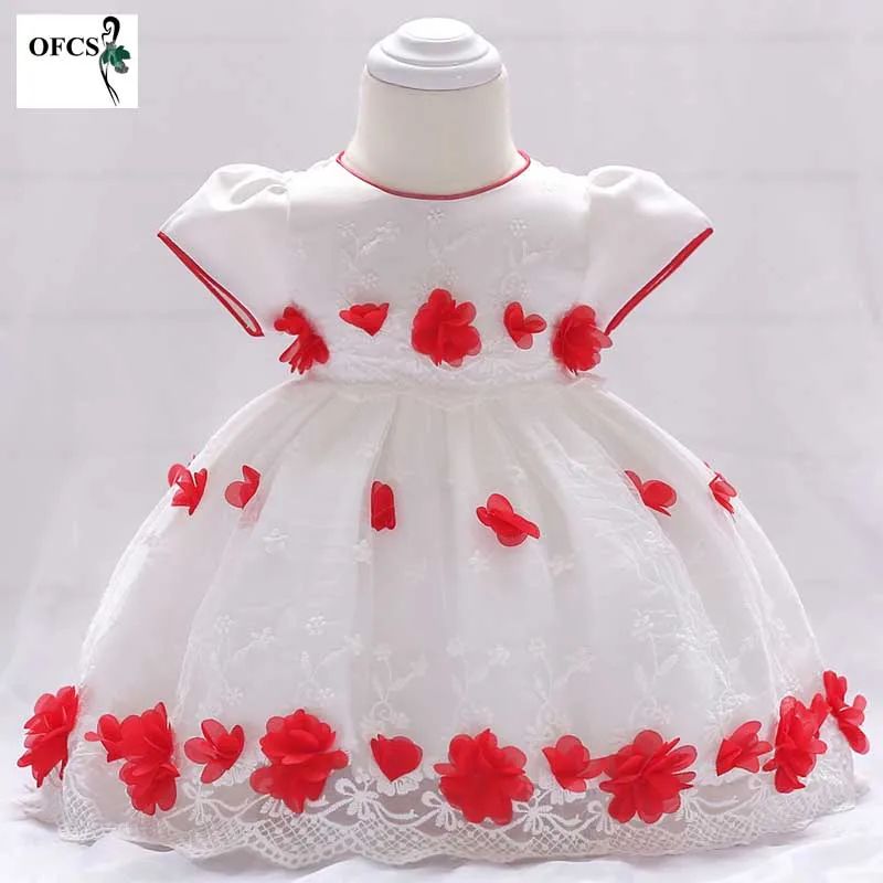 Детская одежда Платье с цветочной вышивкой и жемчужинами для девочек Элегантное