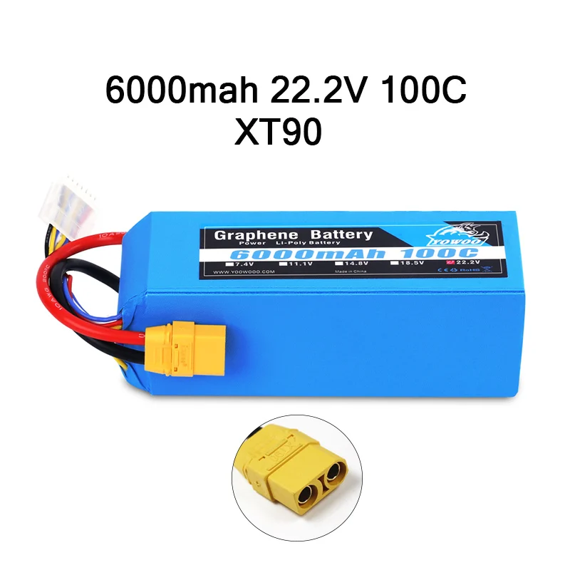 6S 6000mah 100C XT90 Радиоуправляемая графеновая батарея Lipo 2S 7,4 V 3S 11,1 V 4S 14,8 5S 18,5 V 6S 22,2 V 3000mah 3300mah 4000mah 5000mah 6000mah 6500mah для радиоуправляемого автомобиля - Цвет: 6S 6000mah 100C XT90