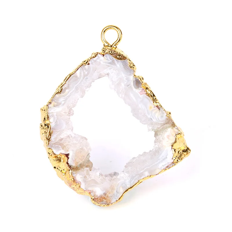 Позолоченная оболочка подвеска-Агат 25-40 мм неправильной формы в стиле ретро с