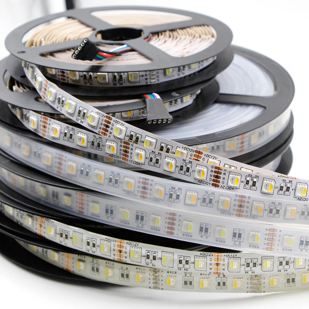 DC 12V 24V светильник Светодиодные ленты 5050 RGBW/RGB + WW 4 цвета в 1 Светодиодный 5 м 60