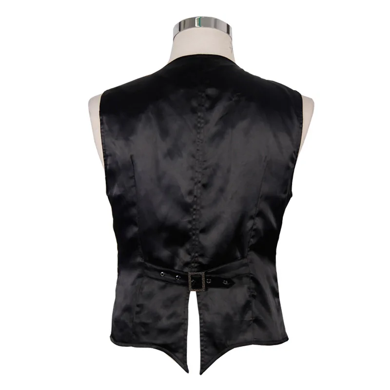 Мужская куртка без рукавов в стиле стимпанк черная готическом двубортный жилет с