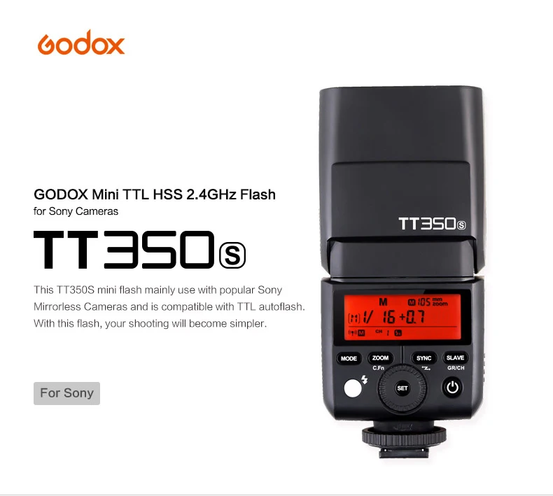 Godox Mini Speedlite TT350S вспышка для камеры TTL HSS GN36 1/8000S Sony MI Camera A7 A6000 A7RII A6300 A6500 A7s / X1T S|ttl