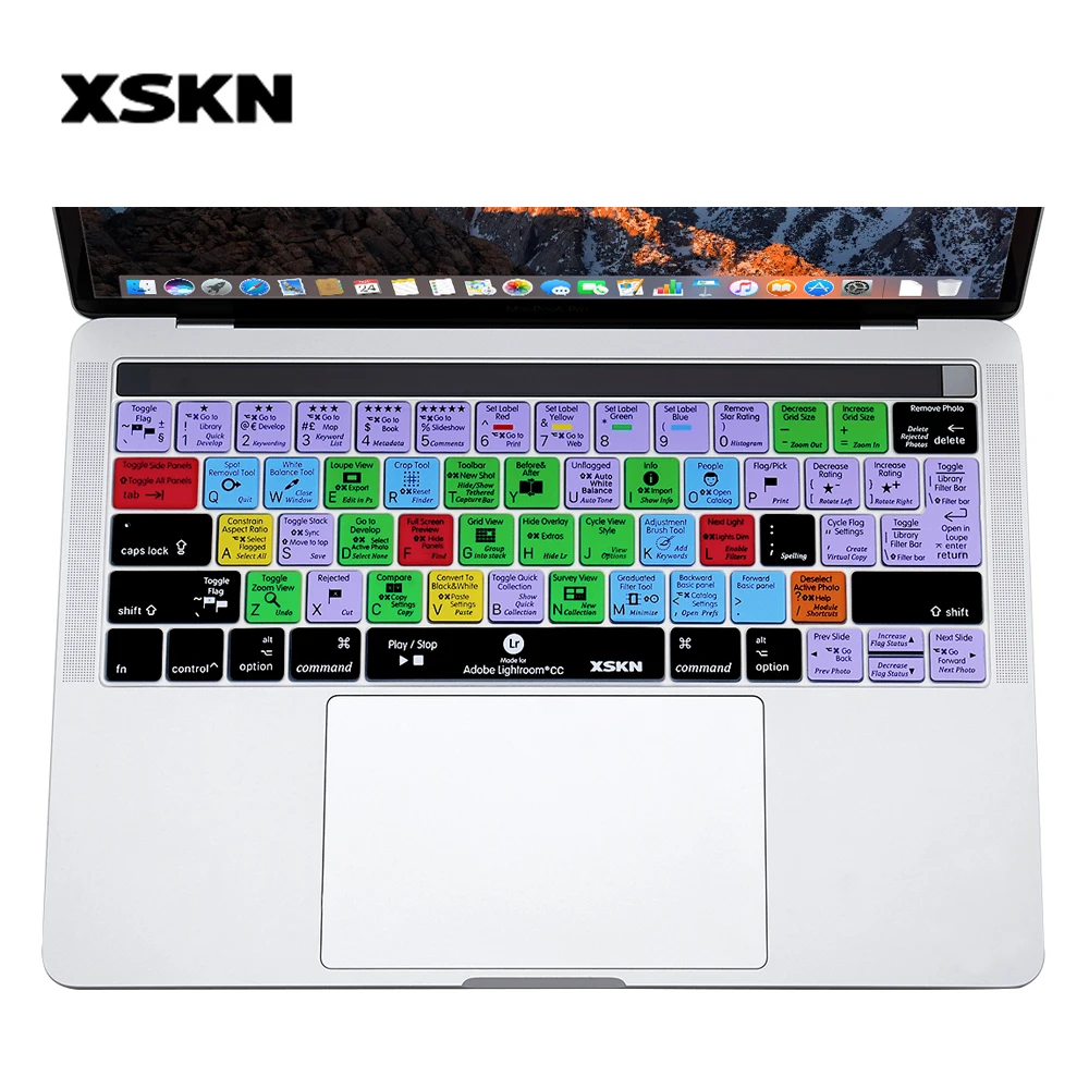 Чехол XSKN для клавиатуры lighroom Classic/CC Touch Bar MacBook Pro 13 A1706 A1989 A2159 15 A1707 A1990|for macbook pro|for