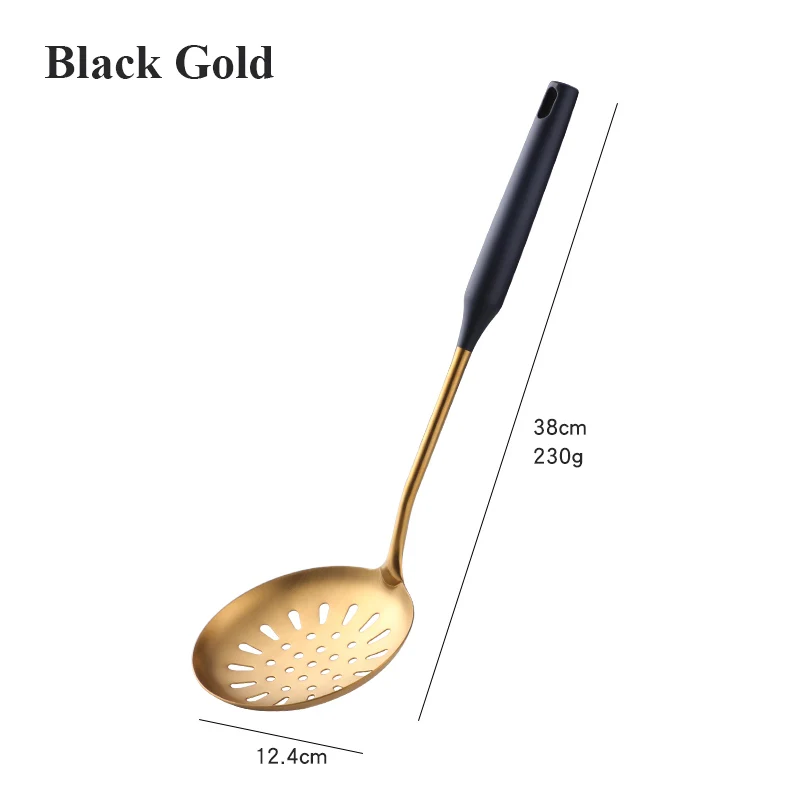 Кухонная утварь из нержавеющей стали черного золота с держателем набор кухонных