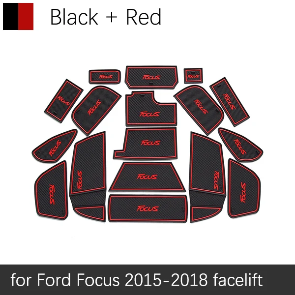 Красный Противоскользящий коврик для ворот резиновая подставка для Ford Focus 3 3,5 MK3 аксессуары для подтяжек лица ST RS автомобильные наклейки 17 шт - Название цвета: Красный