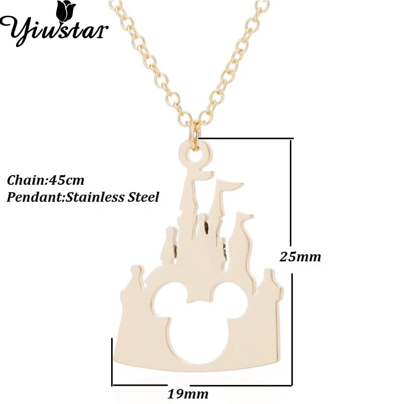 Yiustar, изящный замок, голова Микки, подвеска, ожерелье, шарм, золото, красота, замок, бижутерия с Микки, ожерелье для женщин, девушек