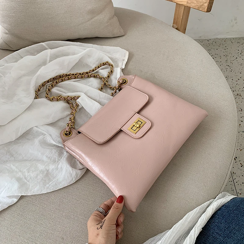 Pink Элегантная женская повседневная сумка летняя новая качественная женская дизайнерская сумка из искусственной кожи с цепочкой на плечо - Цвет: Pink