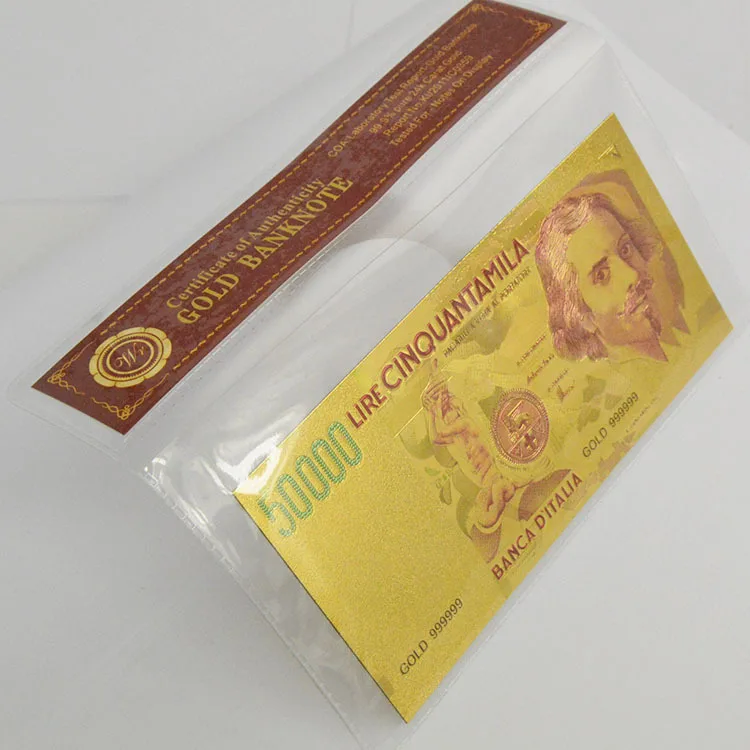 Итальянская 50000 Лира банкнота цветная Обычная позолоченная бумага деньги Италия