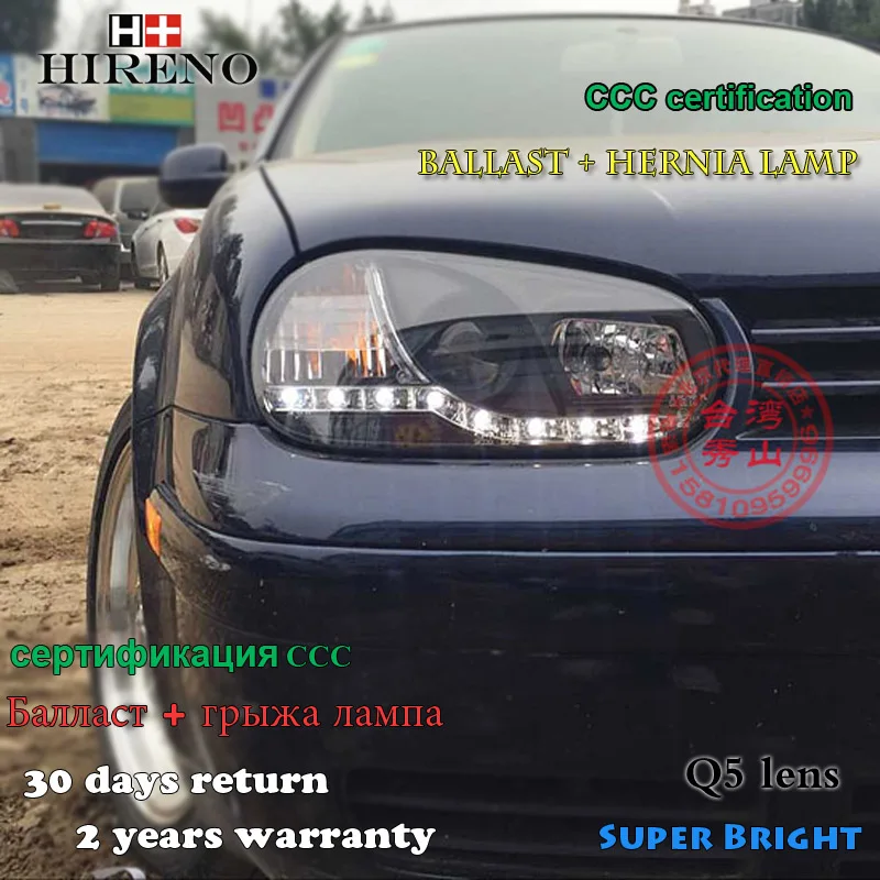 Hireno налобный фонарь для 2003 2009 Volkswagen Golf 4 Golf4 в сборе светодиодный DRL ангельские