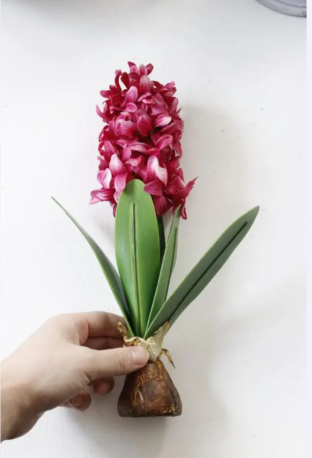 Красный Artificial Flower Hyacinth With Bulbs Silk Flower for Wedding Garden Home Table Decoration DIY Bonsai Fake Flower - Цвет: Красный