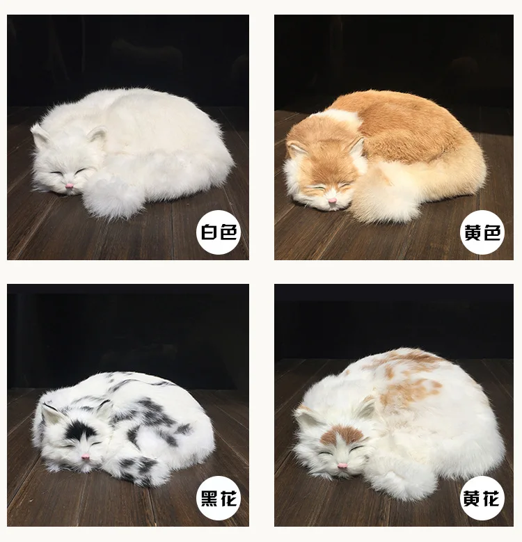Большие размеры Реалистичные Модели кошек белые спящие кошки плюшевые игрушки детские животные куклы домашние реалистичные Животные украшения детский подарок