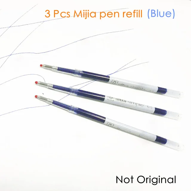 3 pcs Refill blue Xiao mi jia Sign Pen 9,5 мм ручка для подписи PREMEC гладкая швейцарская сменная ручка mi Kuni японская черная ручка mi для офиса и дома - Цвет: 3 pcs Refill blue