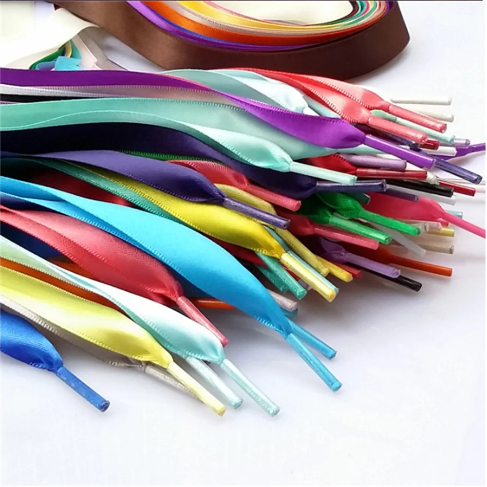 

120CM Flat Silk Ribbon Shoelaces Shoe Laces Sneaker Sport Shoes Lace Drop Shipping Shoe Accessories laces elastic Candy Color