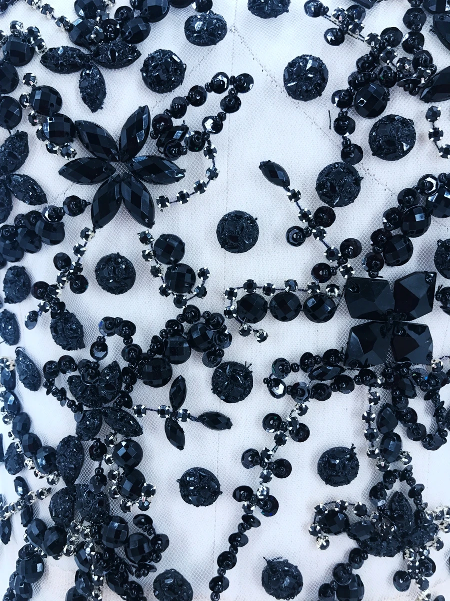 Аппликация стразы ручной работы чистые черные нашивки с сетчатыми кристаллами
