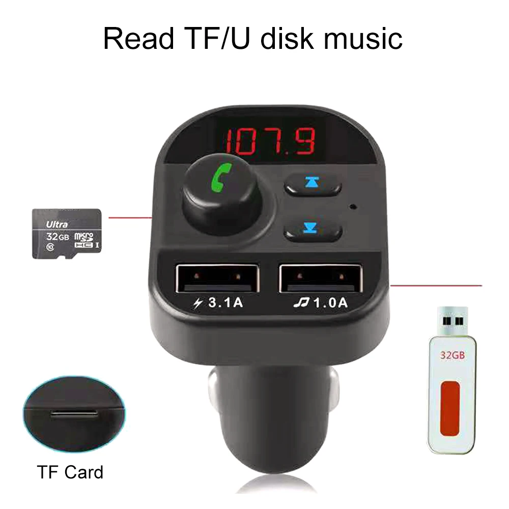Автомобильный BT Hands-free Телефон fm-передатчик Автомобильный MP3 вставная карта без потерь двойной USB автомобильные аксессуары