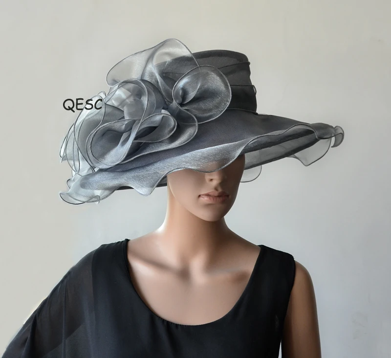 Новый цвет! Шляпа из органзы с кристаллами и большой отделкой для дерби кентуси