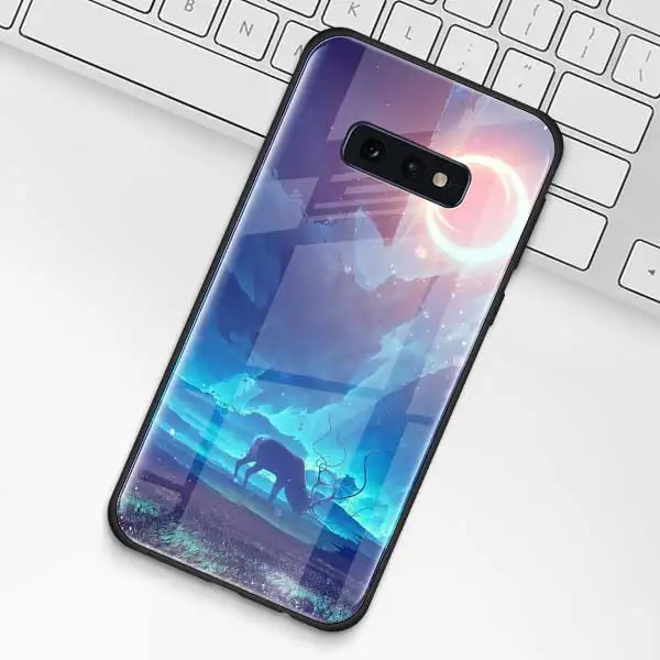 007 Чехол из закаленного стекла с изображением животных оленя льва для samsung Galaxy S10 S10e S9 S8 S10 Plus Note 9 A50 A30 - Цвет: 007
