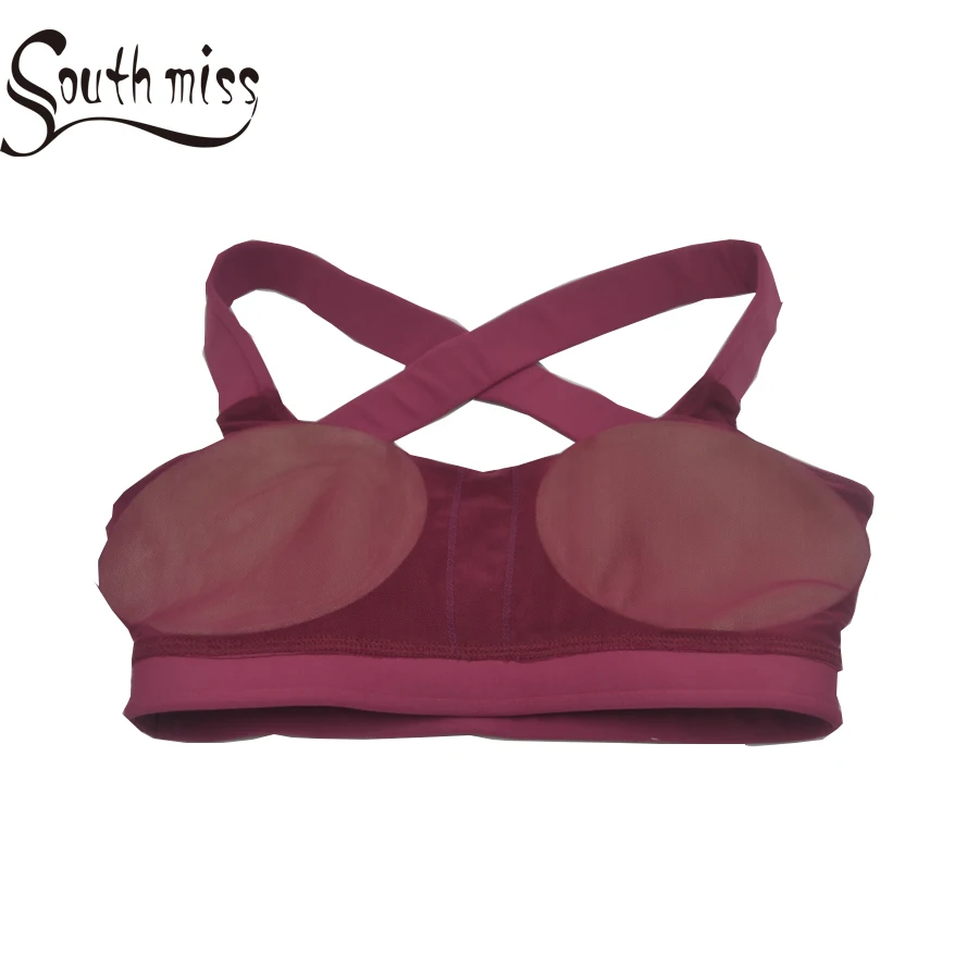 2018 Female Yoga Bra Woman Sports Push Up Active Wear Tops For Women Gym Red Wine Brassiere Sport Criss Cross Crop Top | Спорт и