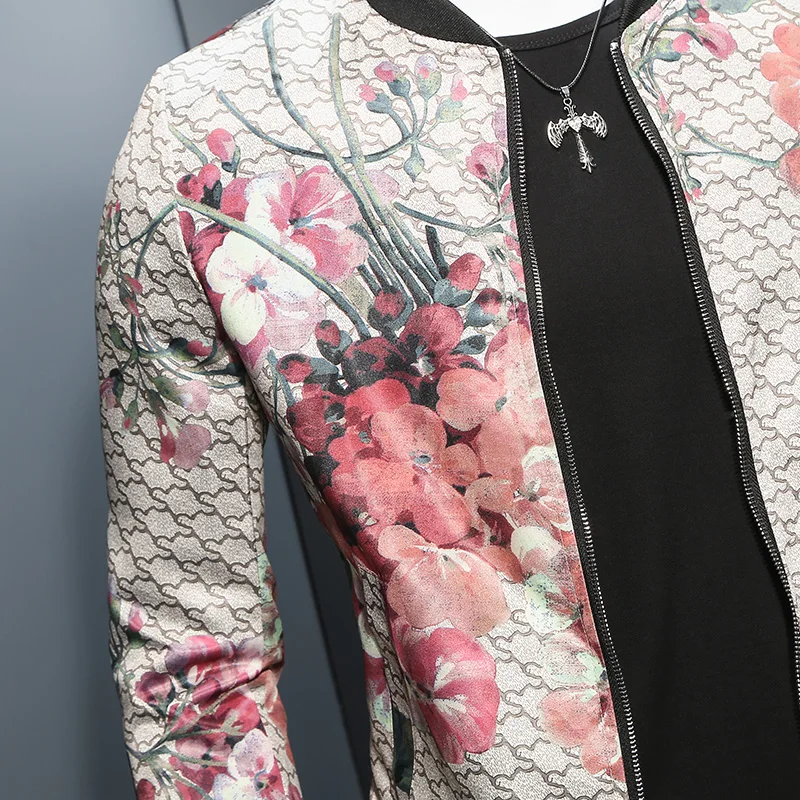 

Nice Casual Jacket Men Fashion Designer Floral Mens Aviator Jackets Quality Coat Male Slim Fit Bomber Jacket For Men Clothing