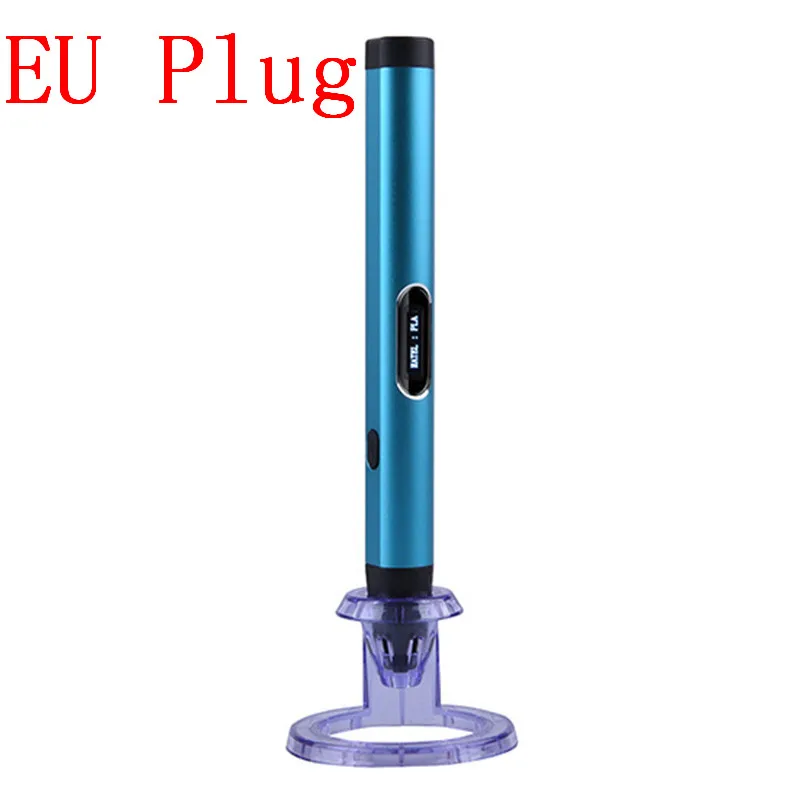 Высокое качество 3D печать pen1.75mm ABS/PLA Smart 3D рисунок пером перо+ нити+ адаптер творческий подарок для дети Дизайн живопись - Цвет: blue