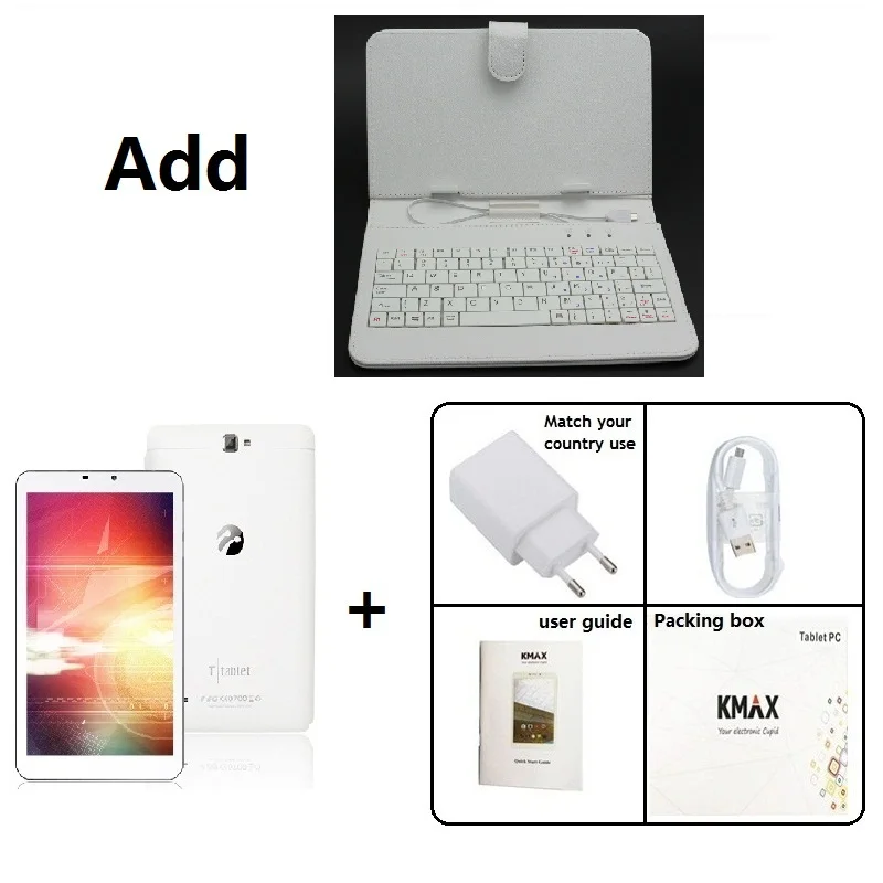 Add keyboard KMAX, 8 дюймов, 4G, lte, android, планшет, ПК, SIM карта, 3G, четыре ядра, 2 ГБ, 16 ГБ, HD, ips, lcd, gps, Bluetooth, wifi, планшеты, 8, 7, 10, чехол - Комплект: Add keyboard