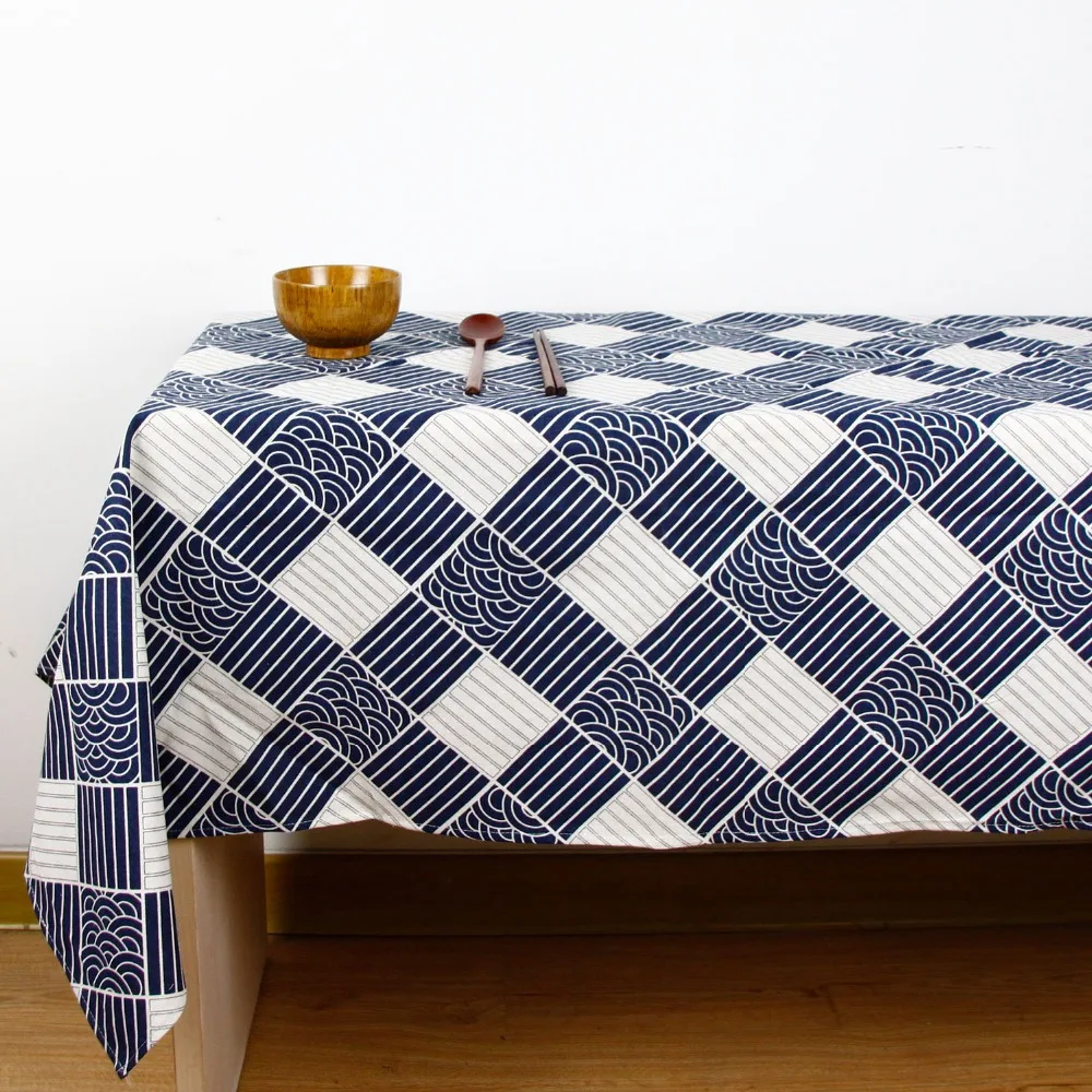 Винтажная скатерть для ужина высокого качества с японским принтом льняная ткань