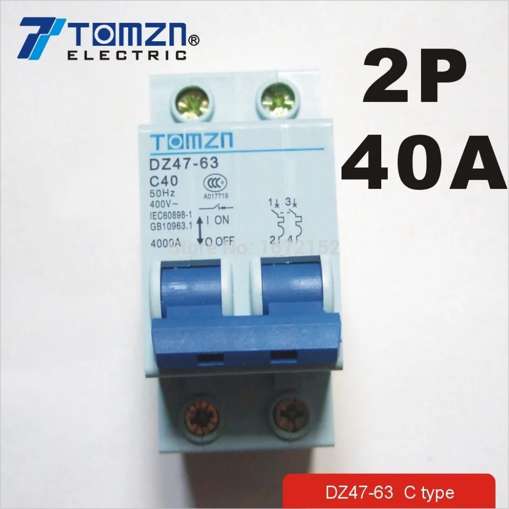 

2P 40A 400V~ 50HZ/60HZ Circuit breaker AC MCB safety breaker C type