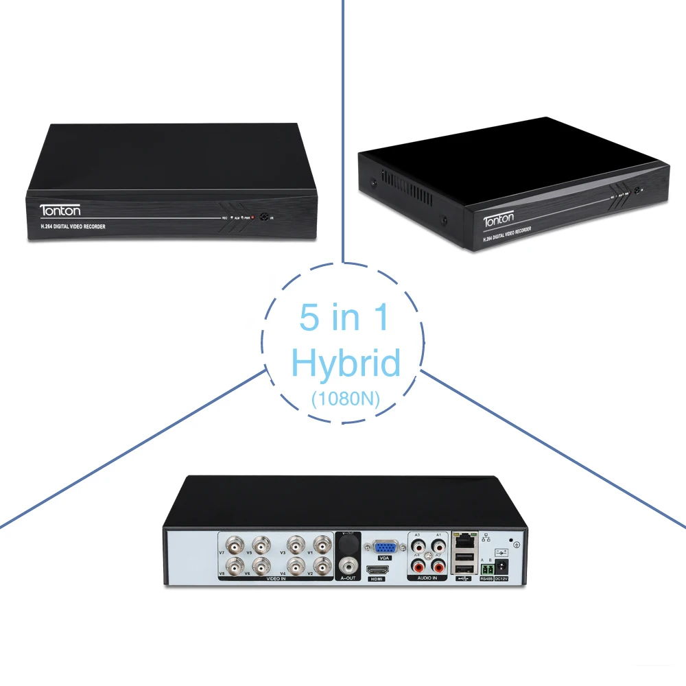 Tonton 8CH система видеонаблюдения 1080N DVR 4 шт. 1.0MP пуля ИК ночного видения наружная