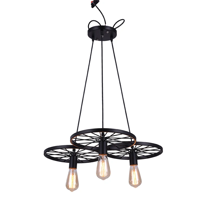Antique wood chandelier cafe loft villa lighting industrial restaurant decor united States spray paint edison bulb chandeliers