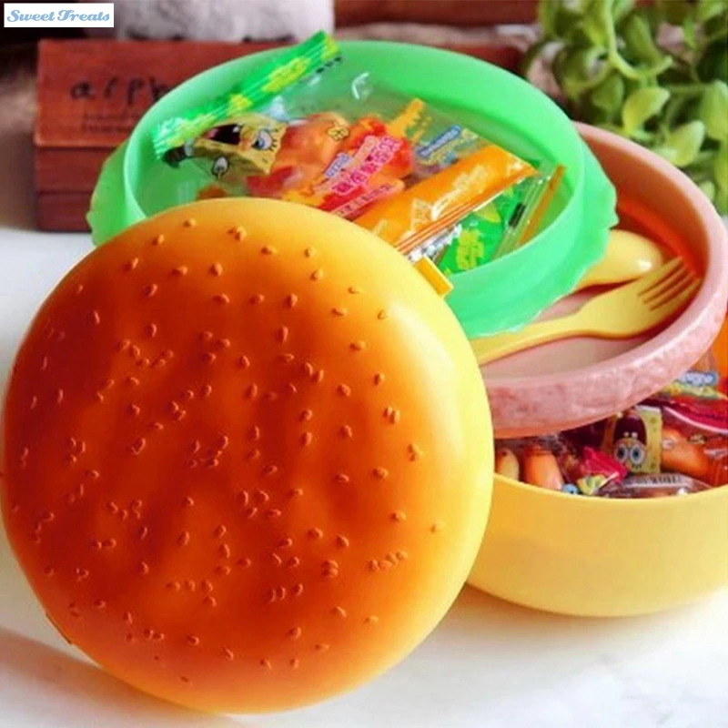 Экологически чистый двухъярусный детский пищевой контейнер для гамбургеров Bento