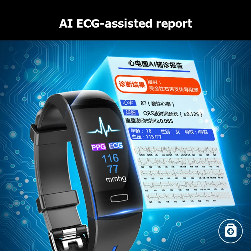 P3 ECG + PPG умный Браслет • отслеживание пульса в реальном времени крови Давление