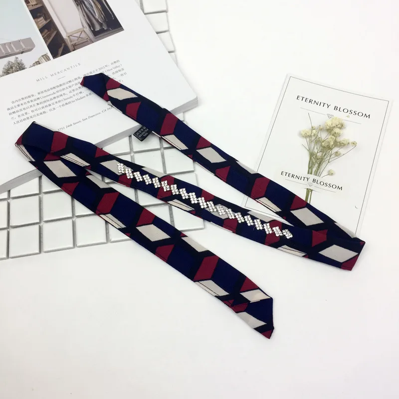 Printing Small Scarf Necklace Female Korean Fashion Rhinestone Ornament Collar Autumn and Winter Hot Sale |