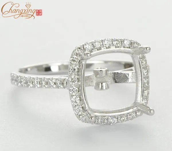 9,5 мм подушка натуральный. 40ct Алмазный Твердый 14 k W/золото обручальное полукрепление кольцо