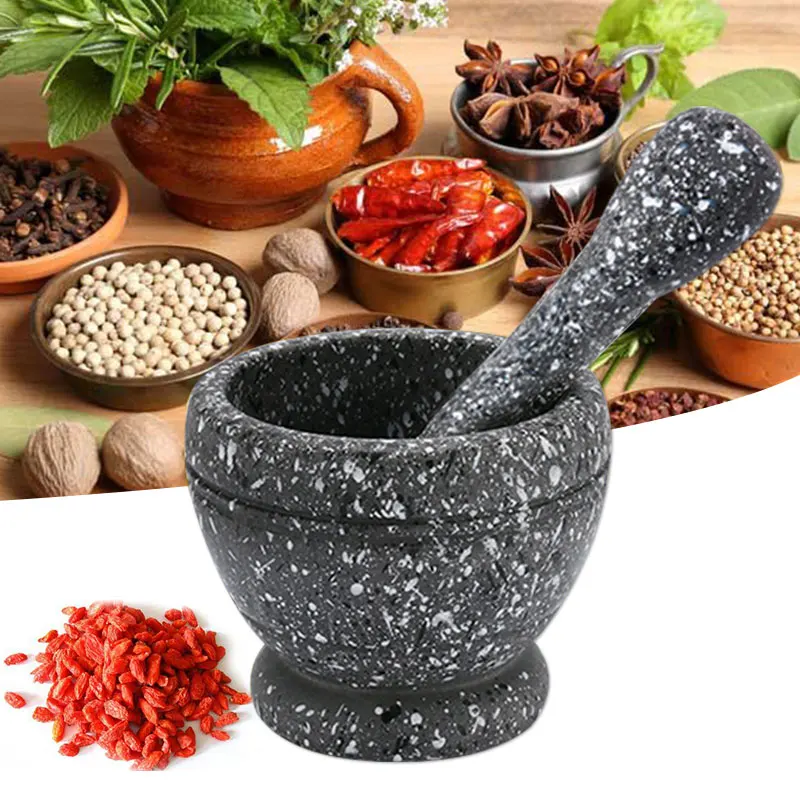 

Mortar Pound Garlic Pestle Spice Crusher Resin Bowl Tough Foods Pepper Ginger Herbs Garlic Grinder Spices Tool Free Fruit Peeler