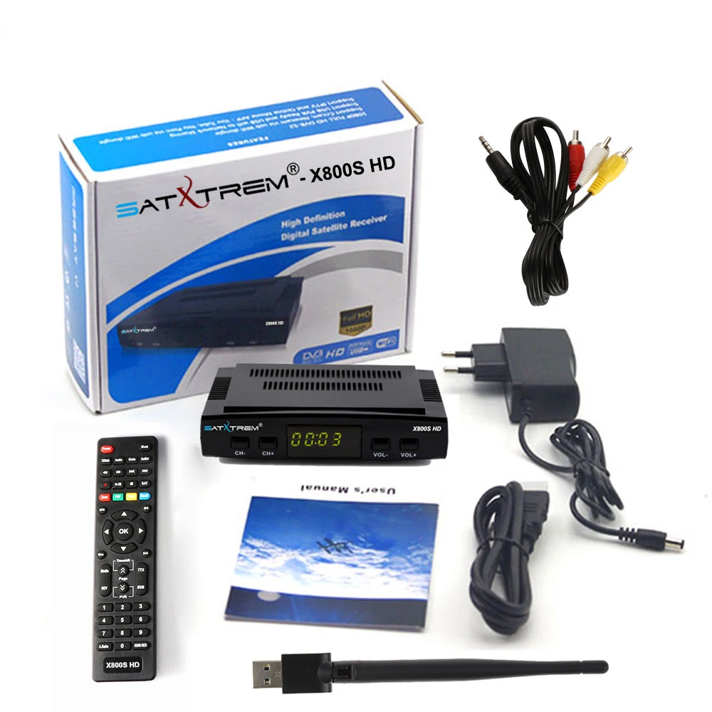 Satxtrem X800S HD Ccam спутниковый ресивер DVB-S2 Цифровой 1080P рецептор Azamerica Испания ТВ Тернер приемник с MT7601 Wifi