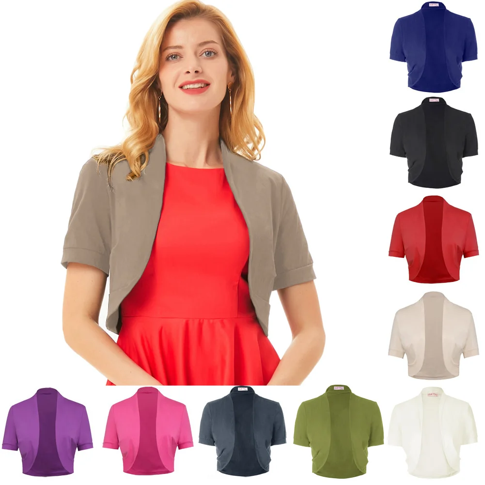 Женское пальто с короткими рукавами Belle Poque однотонное облегающее болеро