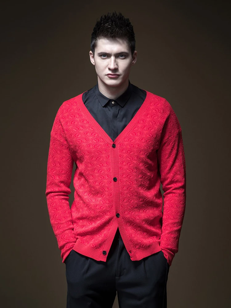 Agasalho Masculino новая весенняя мужская одежда жаккардовый вязаный кардиган с v