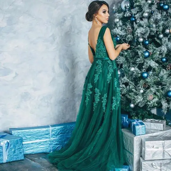 Зеленый Vestido verde esmeralda новые тюлевые бисерные сексуальные V шеи линии Зеленый Белый Розовый бордовые платья для подружки невесты длинные abendkleide - Цвет: Зеленый