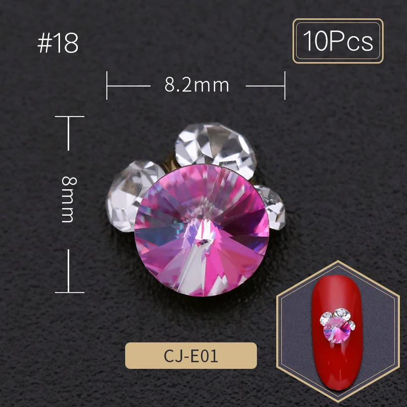 10Pcs Shining Crystal Nail Rhinestones Colorful Red Blue Mixed Size DIY Accessories Tips 3D Art Decorstions | Красота и здоровье